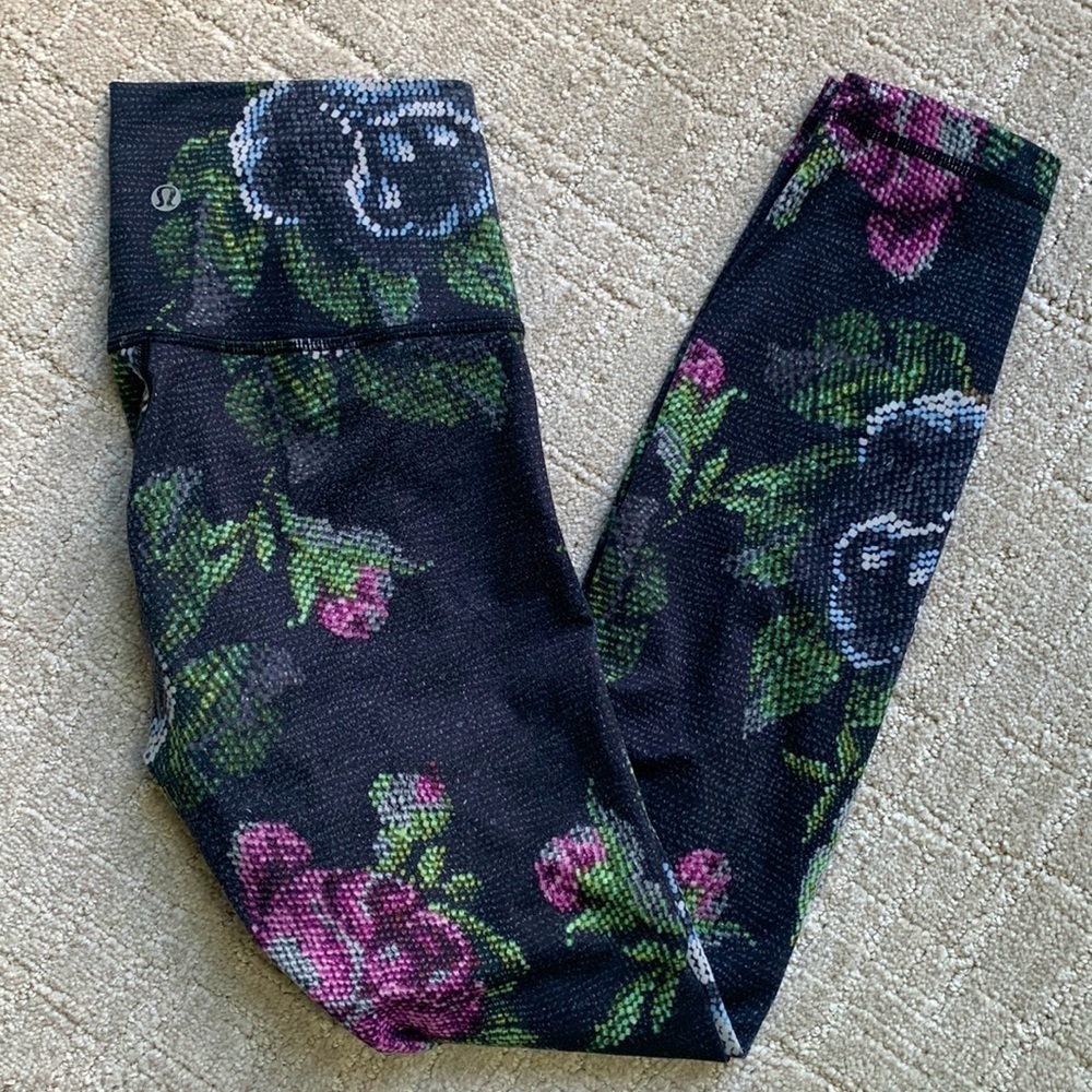 lululemon High Times Pant Full On Luon Garden Party Smooth Silver Floral - Picture 7 of 12